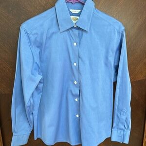 Blue Talbots stretch blouse size 8